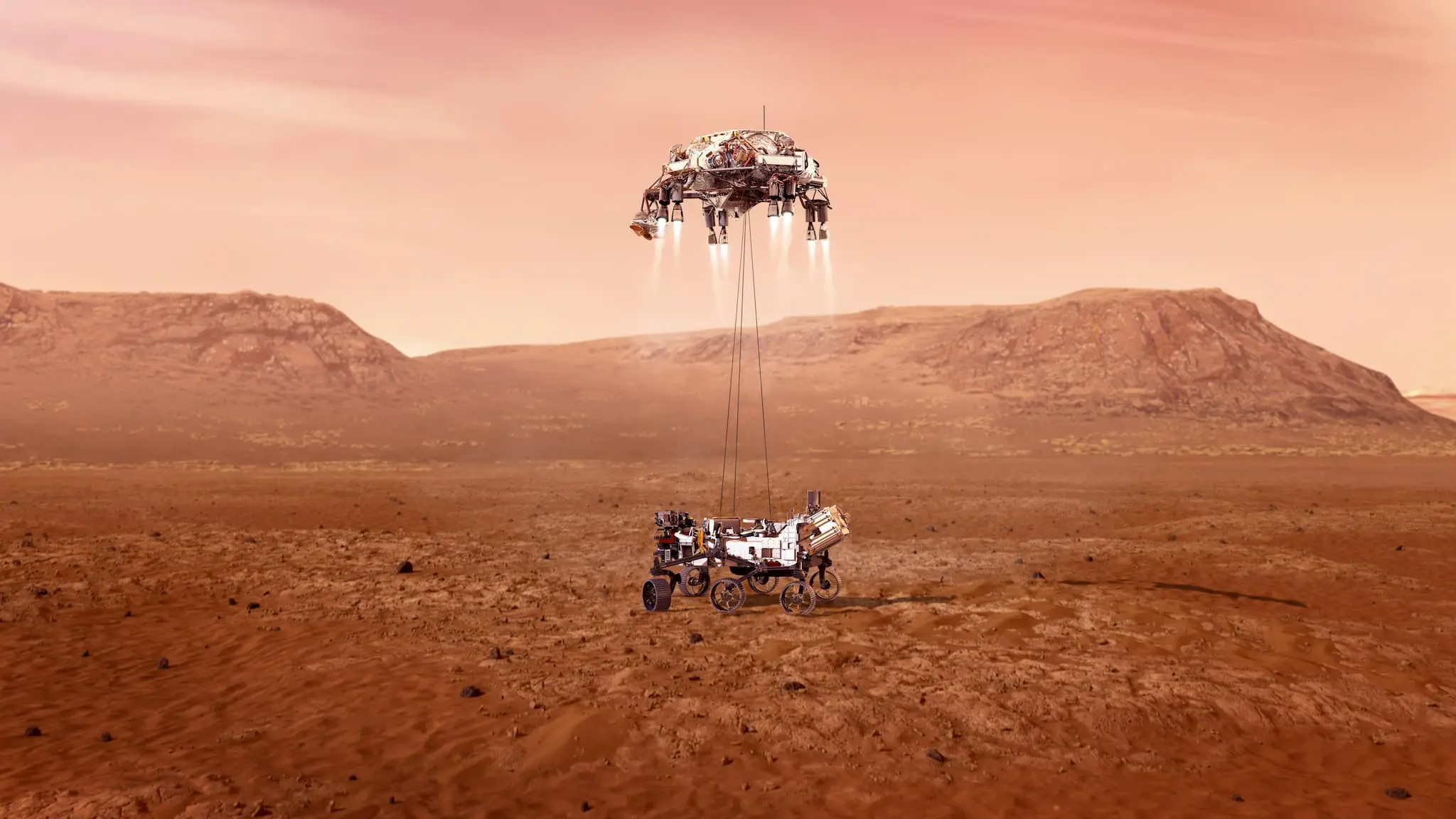 毅力号火星车登陆火星全过程想象图